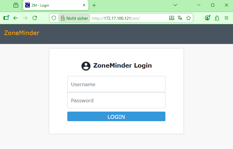ZoneMinder login interface